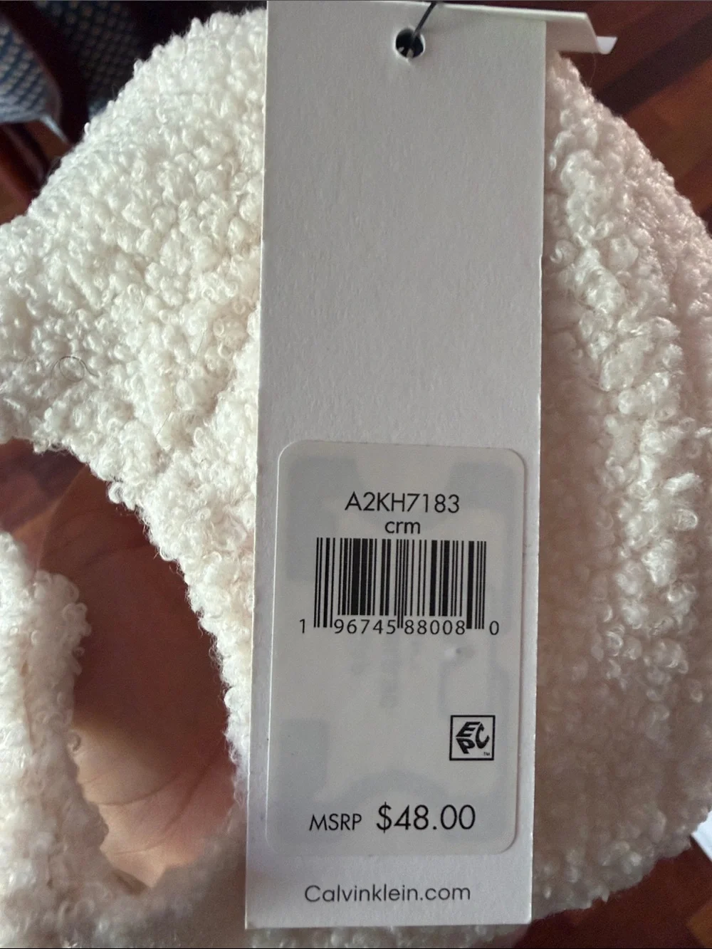 Calvin Klein Cream Sherpa Cap with Black CK Patch